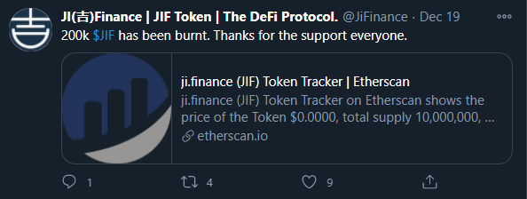  $JIF current price $0.02 with a Max Total Supply of 10mm means a mcap of $200k vs $RFI @ $1.70 (ATH ~ $3) with same Max Total Supply of 10mm sitting with a mcap of $16m 10% of that mcap is a 7x from here.AND the circulating supply will only reduce...