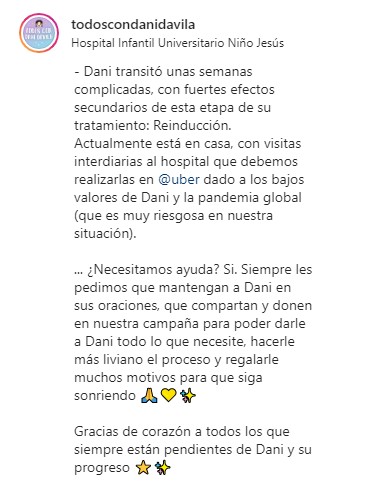 ddavila65's tweet photo. @LuzMelyReyes @profesorbriceno @AlcaldiaSAA @unaiamenabar @SergioNovelli  Juntos ayudemos a mi hija Daniela de 9 años a superar la Leucemia Linfoblastica Aguda 
https://t.co/xWhKHeLyJg 

LINK en IG
https://t.co/HzHTbMqeQz

WEB
https://t.co/8sZvD64TcC https://t.co/bRAnwuWF2j