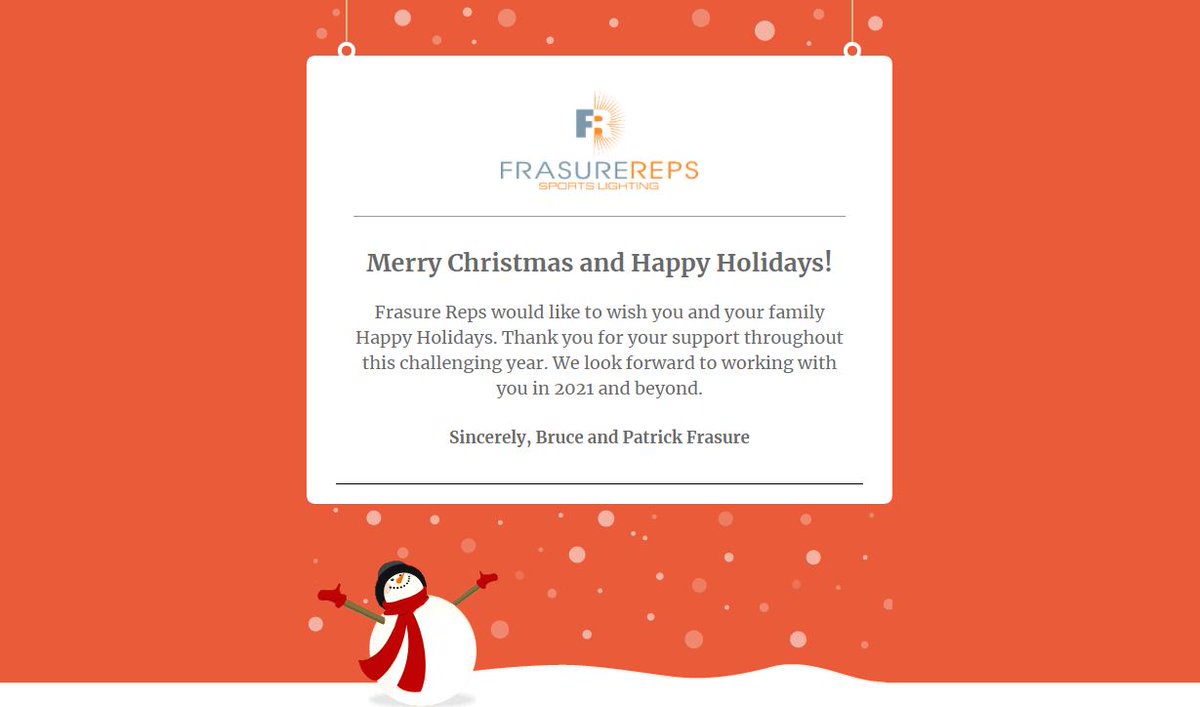 FrasureReps's tweet image. Happy Holidays from Frasure Reps!