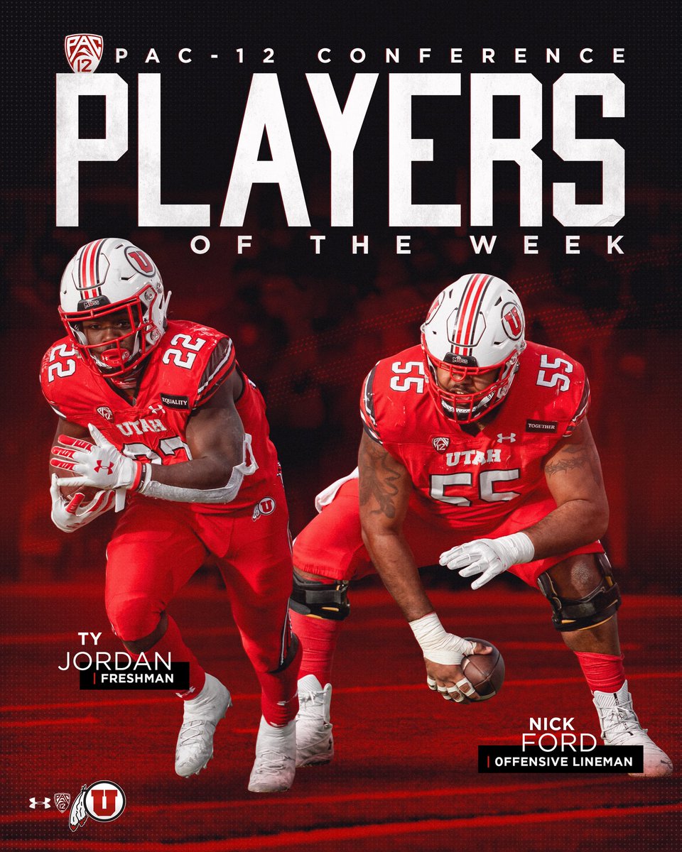 For the third week in a row, we have ✌️ <a href="/pac12/">Pac-12 Conference</a> players of the week! 

Offensive Linemen: @FearThat55 
Freshman: <a href="/_ylfotyt/">Ty Jordan ✌🏾</a> 

Read: utahutes.com/news/2020/12/2…