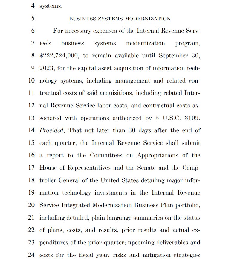 $222,724,000 to update the IRS's "business systems".You know, the IRS that said they were too poor to investigate super-wealthy offenders, and that's why they focused on investigating the middle class.
