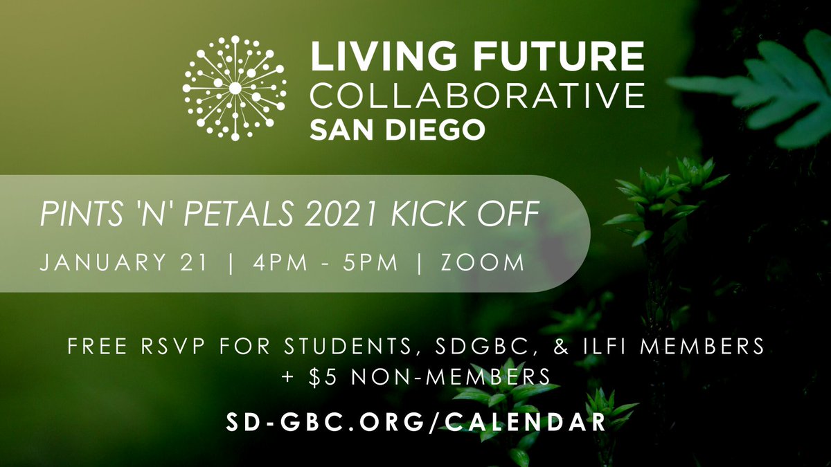 SD_GBC's tweet photo. Join our Living Future Collaborative for their kick off Pints 'n' Petals event on January 21st - RSVP Today: https://t.co/ysfkM39HGd
#SD_LFC #LivingFuture @Living_Future https://t.co/1wfgLOdOF8