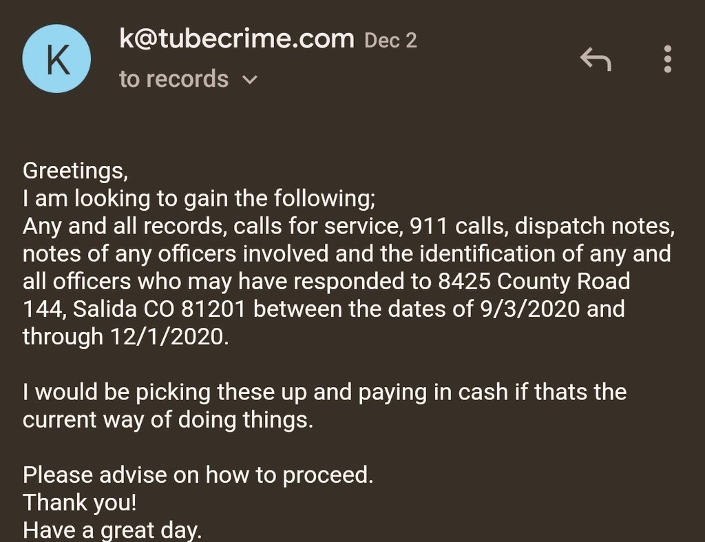 Whatdaphuk1's tweet photo. Question.  
Why would Spezze @ChaffeeSheriff deny a simple request for activity involving a house not tied to the investigation?
#Hmm 
Does he not know these are going to get appealed to the District Court?  Yes he does. https://t.co/dIaozrEyQH