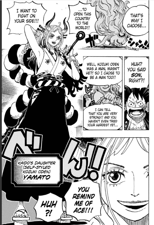 It's cruel then that someone who inherited Oden's will only really popped up after WB died. But at the same time, others such as Marco and Izo who have been waiting now get the opportunity to act on it, their patience has been rewarded.