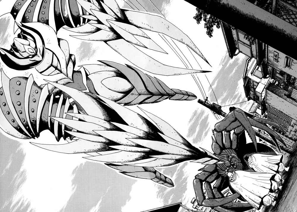 You've got creepy bug monsters all over, action that never lets up, and what is by far Ishikawa's finest art, full of detail ,grit and stunningly ferocious designs.