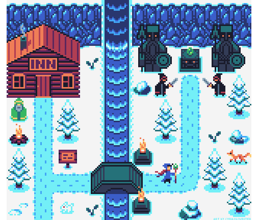 SymbolsWriter's tweet photo. My entry for @Saultoons' #MyWinterWorld challenge.
Mockup of a little game about a blue-robed magician trying to stop an evil lich from using ancient magic to usher the world in eternal cold, maybe?
#pixelart #pixel #pixelartist #dotpict #ドット絵 #gamedev #mockup #retro https://t.co/nsDTrbaPEH