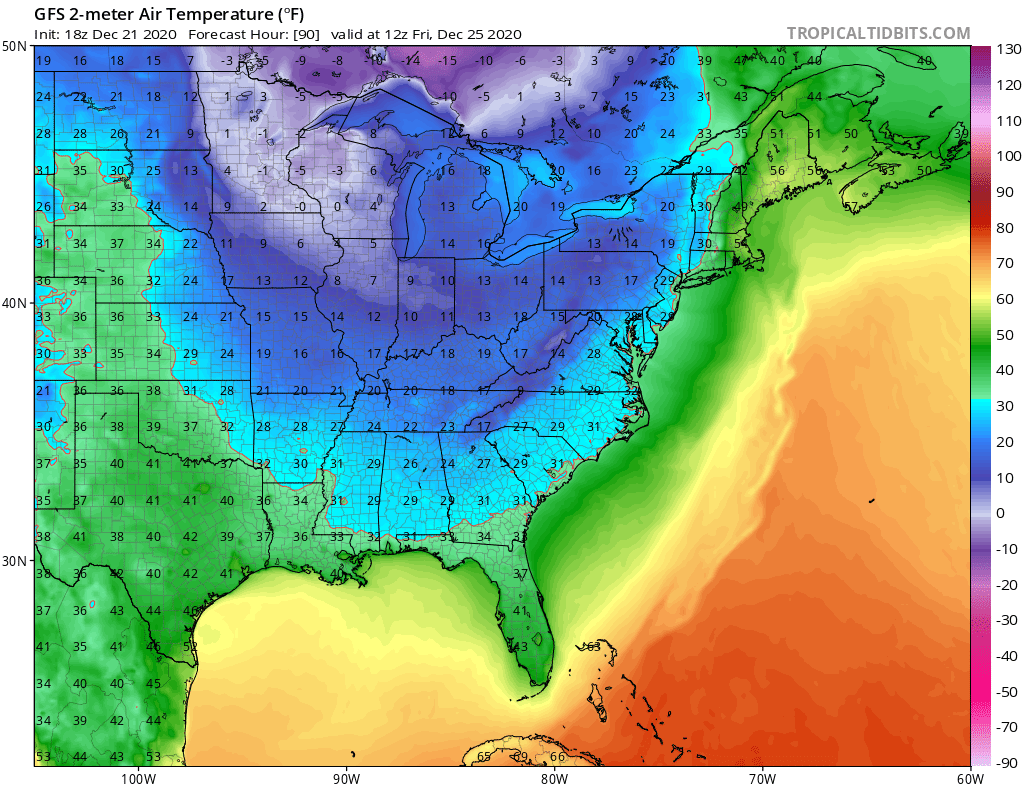 Depending on the exact timing of the front, there's a chance it could be warmer on Christmas warming in Bangor, ME than Miami, FL. These setups are always fun. I am glad that the Florida cool Christmas blast turned out to not be model fantasy!