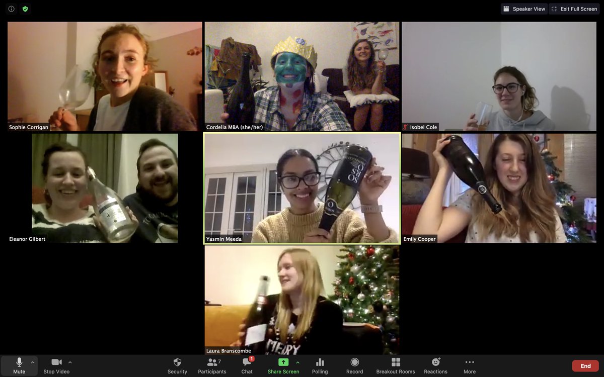 coddiepoc's tweet photo. What does @thembauk PhD Christmas  look like I hear you ask - Champagne tasting and presenting each other’s PhDs, plus a new addition of dance routines and @jackboxgames 🎄(and guest PhD students too!) Merry Christmas all! @MBAPhDGang https://t.co/dQCCzIMkrn