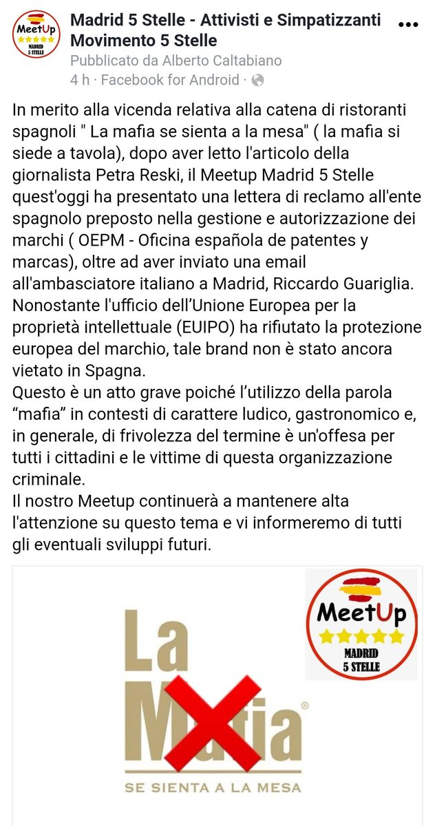 M5S_Spagna's tweet photo. La m**ia è una montagna di mer*a e non può servire come pretesto per del marketing facile e banalmente stupido

#nomafia #antimafia #Espana #italia #reski #ambasciatore https://t.co/8gf7gYZMPK