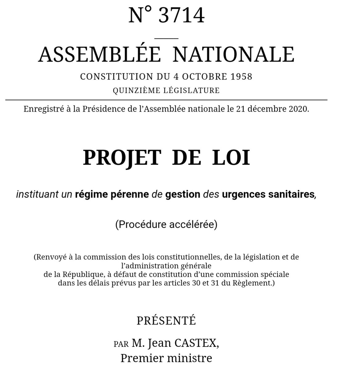 f_asselineau's tweet image. 🚨🚨 ALERTE ROUGE ! 🚨🚨
Par un projet de loi qu'il entend faire voter en douce par les députés-zombies de LREM, Castex veut prendre le pouvoir d'interdire les déplacements et certaines activités aux Français refusant le #vaccin #COVID
MACRON DESTITUTION !
assemblee-nationale.fr/dyn/15/textes/…