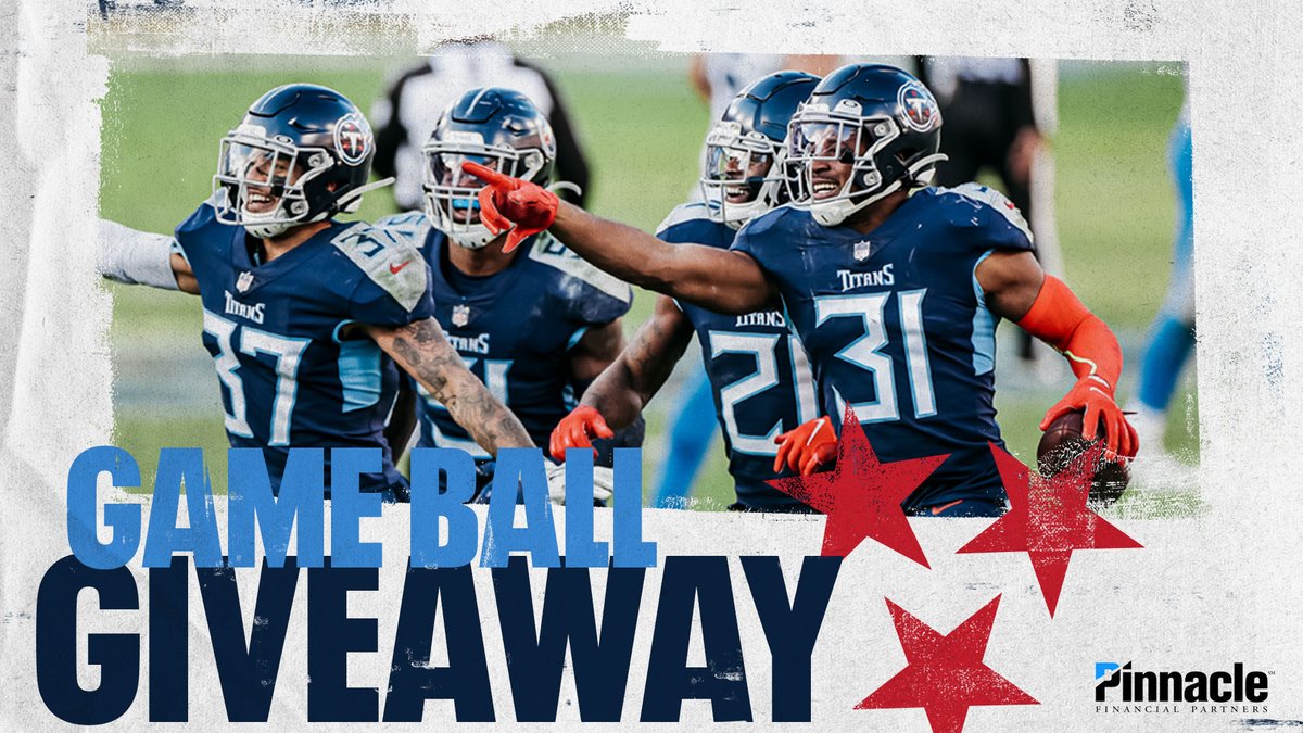 🏈 <a href="/titansbanking/">Titans Banking</a> Game Ball Giveaway 🏈

Retweet and follow <a href="/Titans/">Tennessee Titans</a> for the chance to win an official game ball from our victory over the Lions.