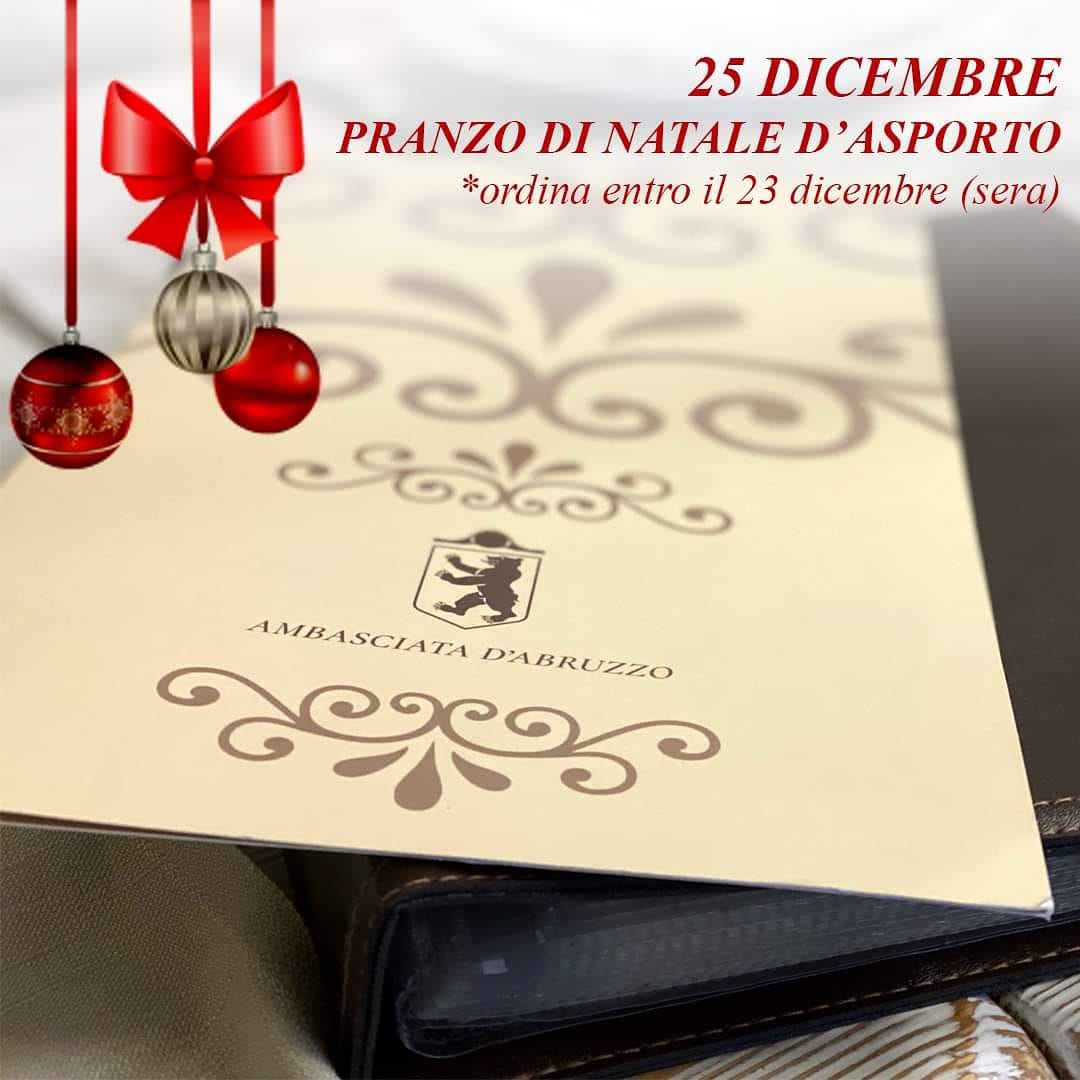 L'Ambasciata D'Abruzzo sulla tua tavola anche a Natale 🎄𝙋𝙚𝙧 𝙞𝙣𝙛𝙤, 𝙤𝙧𝙙𝙞𝙣𝙞 𝙚 𝙥𝙧𝙚𝙣𝙤𝙩𝙖𝙯𝙞𝙤𝙣𝙞 𝙘𝙝𝙞𝙖𝙢𝙖𝙘𝙞 𝙖𝙡𝙡𝙤 📞 068078256 𝗼 𝗮𝗹 💬 334 8188137
Insieme comporremo il tuo menù per il 25 dicembre a pranzo! 
👉 Ricordati solo di ordinare entro il 23