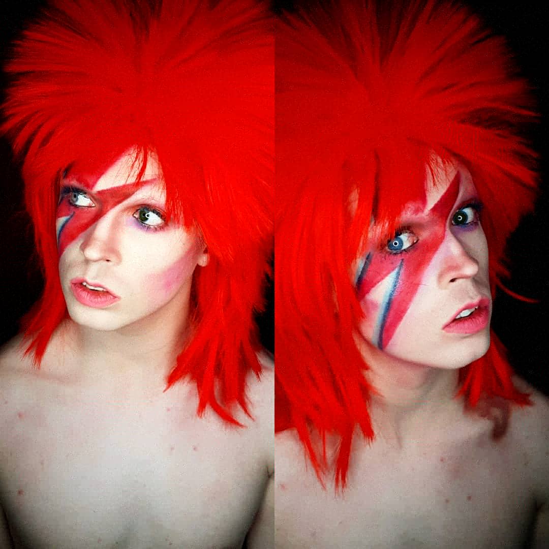 GingerPresley21's tweet photo. #ALADINSANE @davidbowie inspired #Makeup 
I'm always told that I could be his son lol 🖤⚡💋
#mua #dragqueen #lookalike #doppleganger #impersonator #impersonation #lgbtq #glamrock #ziggystardust #davidbowie https://t.co/FFqaSFlLby
