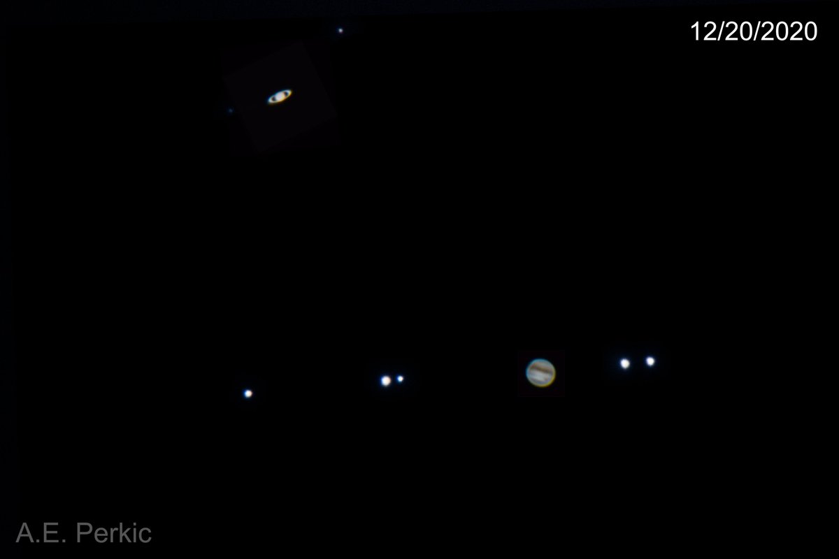 AllSpaceCnsdrd's tweet photo. Happy #WinterSolstice and #GreatConjunction of #Jupiter and #Saturn!

Join us virtually as we live stream the conjunction starting at 4:30 p.m. PST.
https://t.co/MntXX3nmU5

Griffith Observatory staff took these incredible telescopic images over the weekend. https://t.co/cby581qPgB