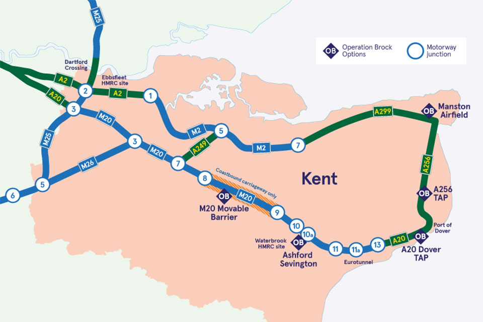 The moveable barrier for Operation Brock will be implemented by <a href="/HighwaysSEAST/">National Highways: South-East</a> tonight in #Kent. 

The M20 will be closed tonight (8pm-8am) between J7-J9. Our advice stays the same - please avoid travelling to Kent.

Find out more about #OperationBrock 👉 gov.uk/guidance/kent-…