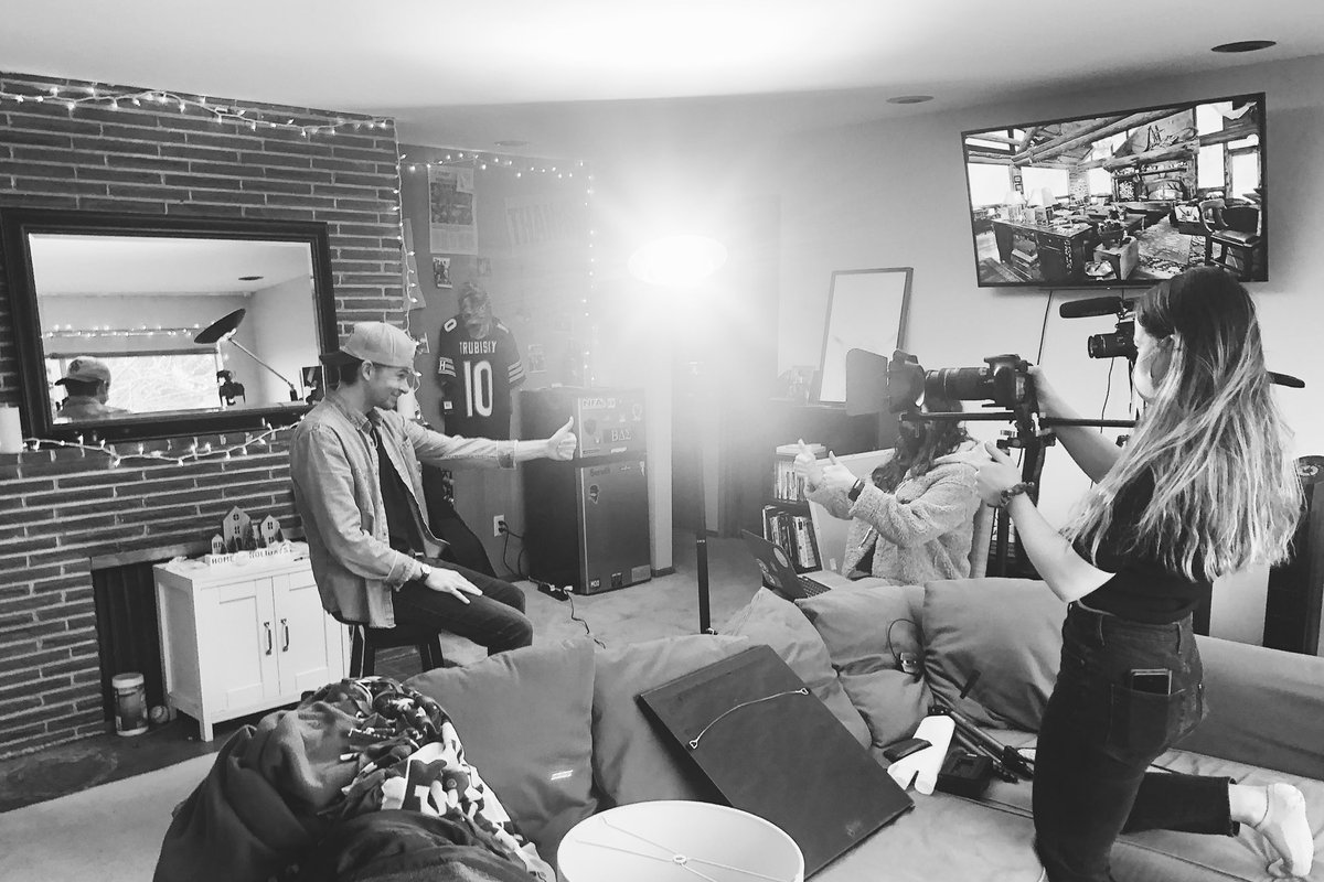 FollowYouHome21's tweet photo. BTS from filming interviews with our directors Cole Galvagno, Kaley Joss, and producer Daniel Lew. Stay tuned for a big announcement dropping later today! #fyh2021 https://t.co/OTAaa3UfBe