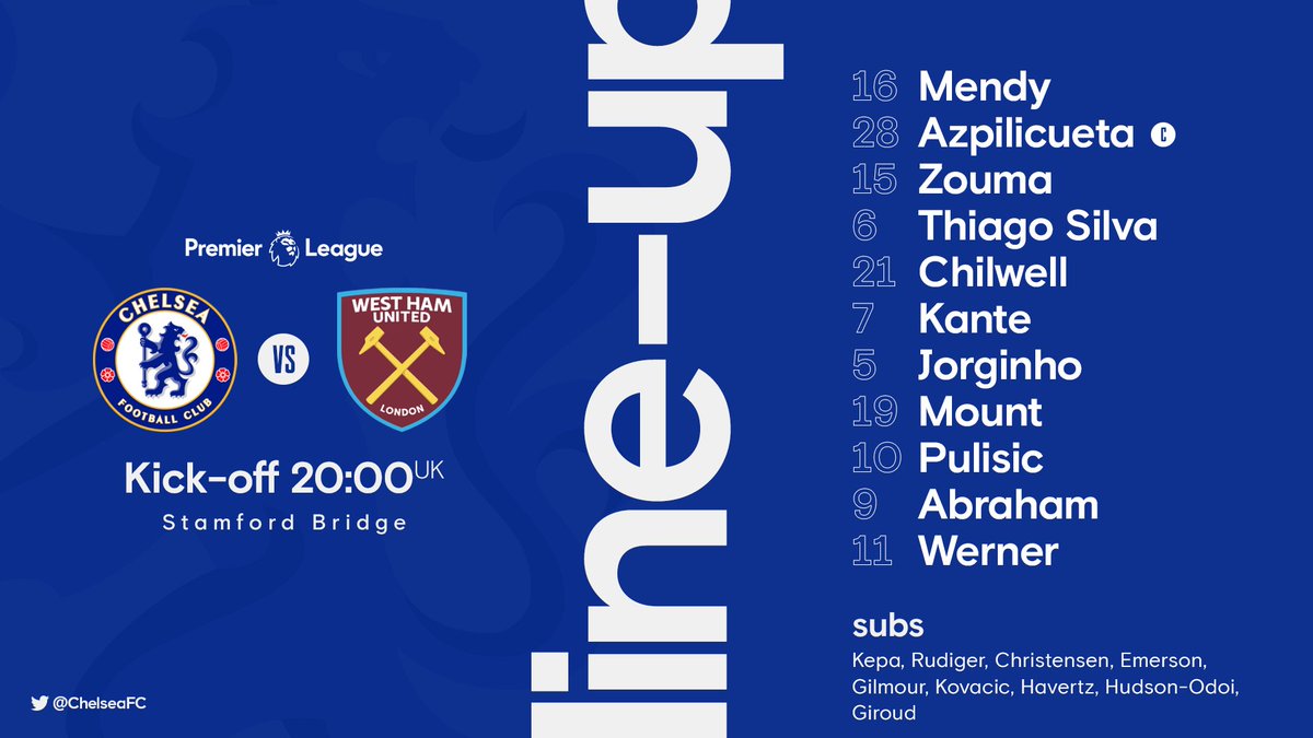 ChelseaFC's tweet photo. Here's our 11 for #CHEWHU! 📝 https://t.co/nEvzGE3YAE