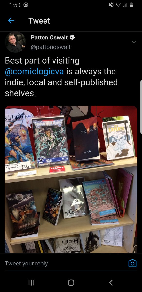 TyroneHydraulic's tweet photo. Remember that time @pattonoswalt visited @comiclogicva and subtweeted my comic book @ElementsOfLight? Because I FREAKING DO!!!! https://t.co/BJ811JuxBG