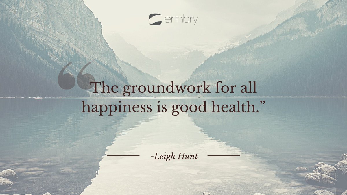 embry_tech's tweet image. “The groundwork for all happiness is good health.” - Leigh Hunt

#EmbryTech #MondayMotivation