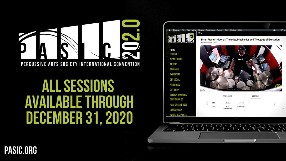 PercussiveArts's tweet image. Don&apos;t forget! There is still time to catch up on #PASIC2020! All sessions are available through December 31, 2020. 

Login now at pasic.org

---
Last day to register: December 21, 2020