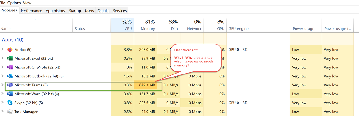 johnchowdhury's tweet photo. @Microsoft @MicrosoftTeams a memory hog? https://t.co/ulRwSCt0oi