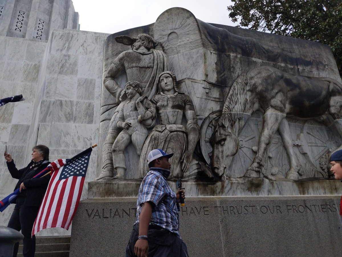 Both statues are liberated. It is my judgement that, aesthetically, it was not worth itIt does not seem to be damaged by Antifa