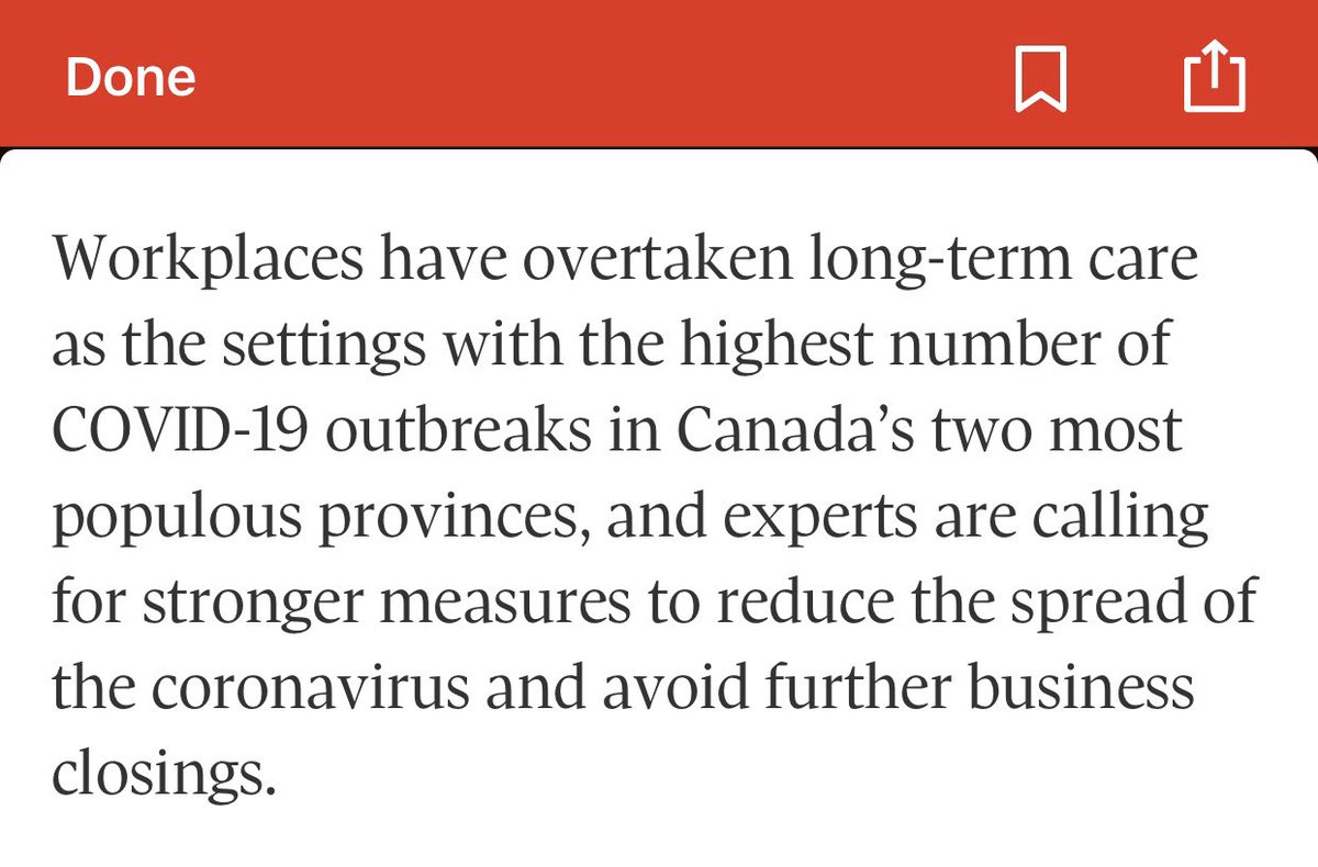 I am sorry to be a broken record on this but I am losing my mind? The GTA went into lockdown in mid-November but those employers remained open as usual, and three weeks later not only did we hit new records, but workplaces became the top drivers of the pandemic. I mean.