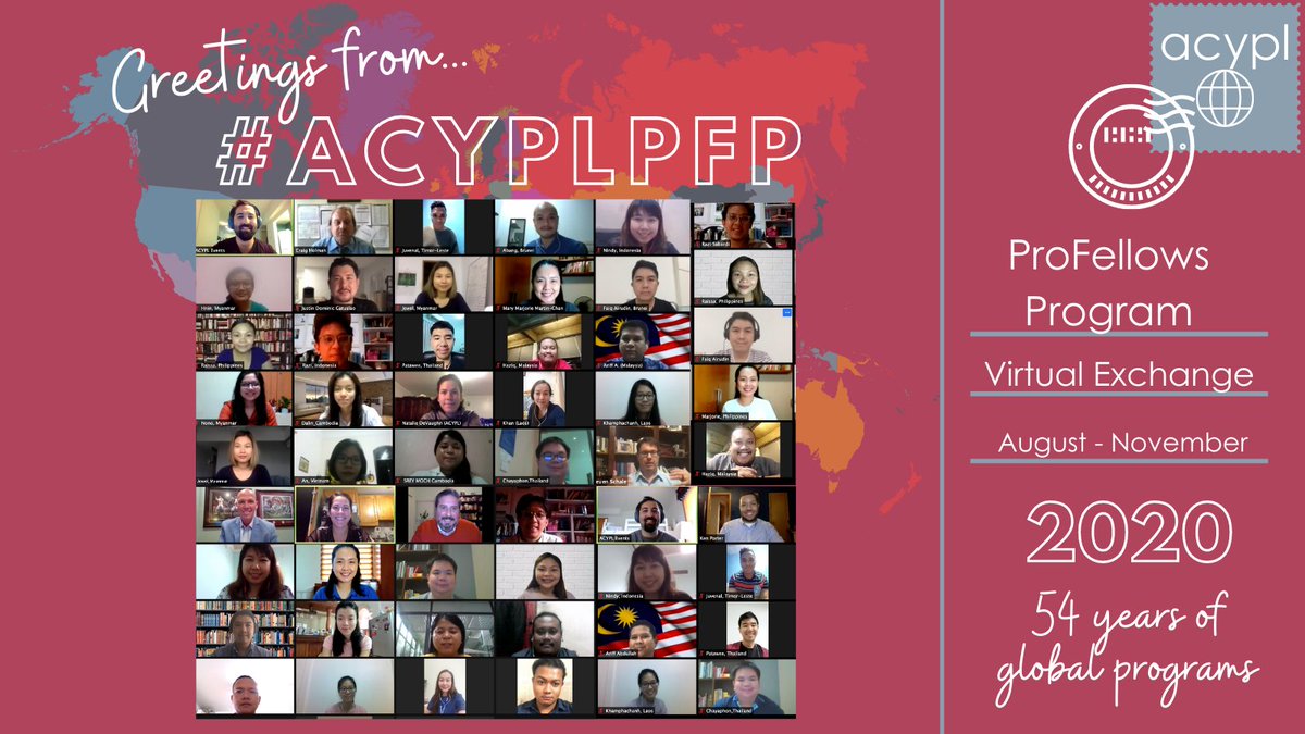 The #ProFellows program gives us the chance to engage with <a href="/yseali/">YSEALI</a> community leaders. We love learning what our #acyplpfp Fellows are working on &amp; introducing them to American alums with similar goals. #ExchangeOurWorld

Support programs like this today: acypl.org/2020-end-of-ye…