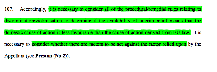 22/ One needs to look at the whole package rather than picking out individual aspects (the opposite approach to looking at a contract to see whether the terms are less favourable for an equal pay claim).