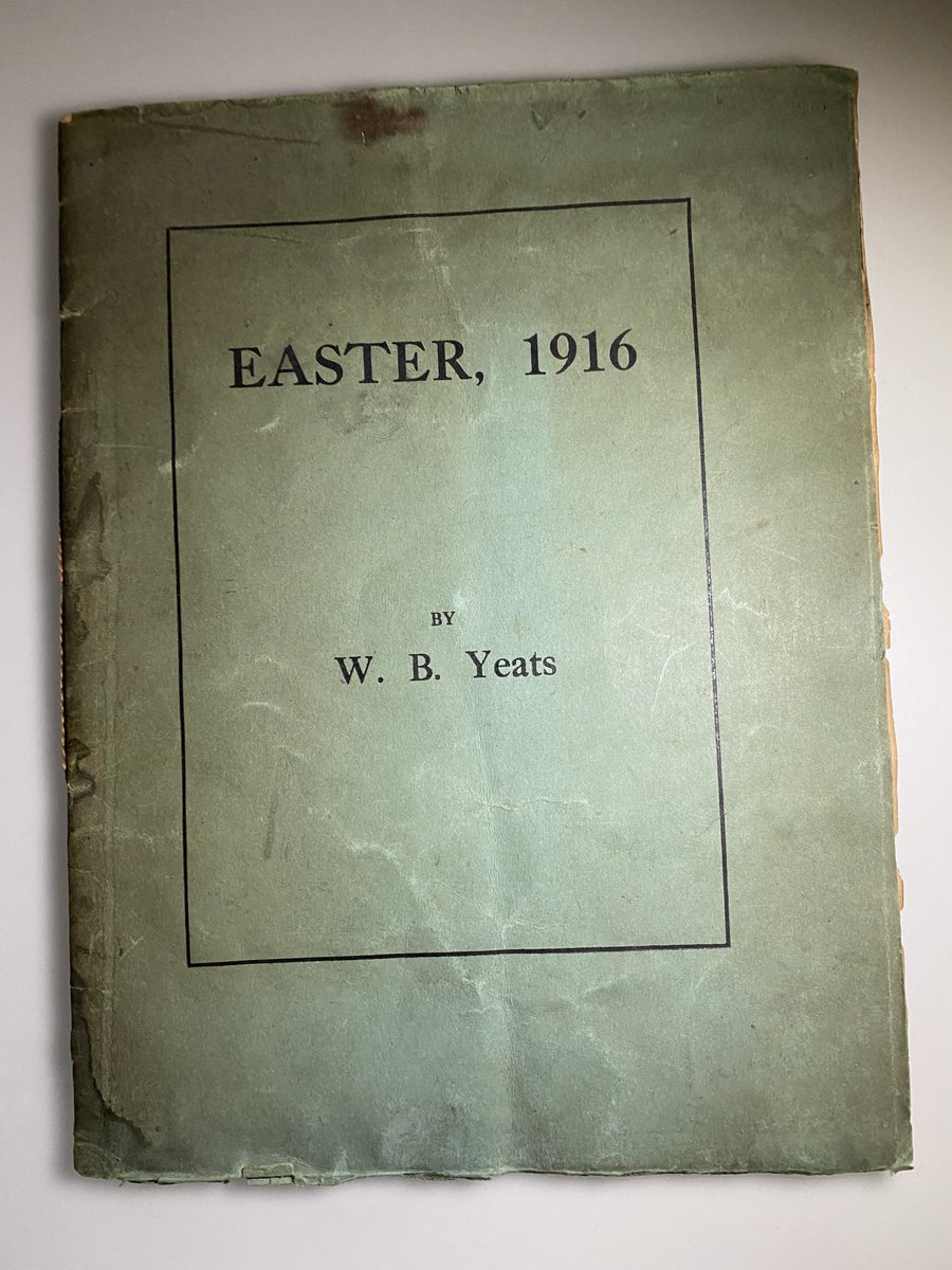 She is best remembered as muse of  #WBYeats. They had a deep spiritual connection, but annoyed each other too. She used to call him "Silly Willy". She was unhappy with his poem Easter 1916. This is her copy - 1 of 25 - he gave friends. She never cut the pages. /9