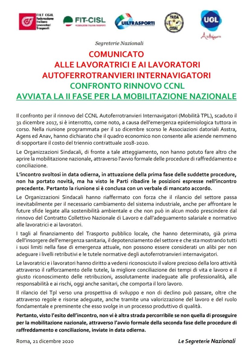 Autoferro_Ugl's tweet photo. Avviata la #secondafase #procedure di raffreddamento e conciliazione @FiltCgil @FitCisl @Uiltrasporti_N #FaisaCisal https://t.co/Nzr41cNjVD