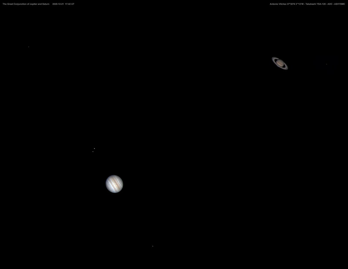 legionelmelenas's tweet photo. The Great Conjunction of Jupiter and Saturn  

2020-12-21  17:42 UT

TSA-120 - ADC - ASI178MC

From Spain

----> Astrobin: https://t.co/94nKjGSLRF

#GreatConjuction #GreatConjuction2020 #astronomy https://t.co/qULRScjnH1