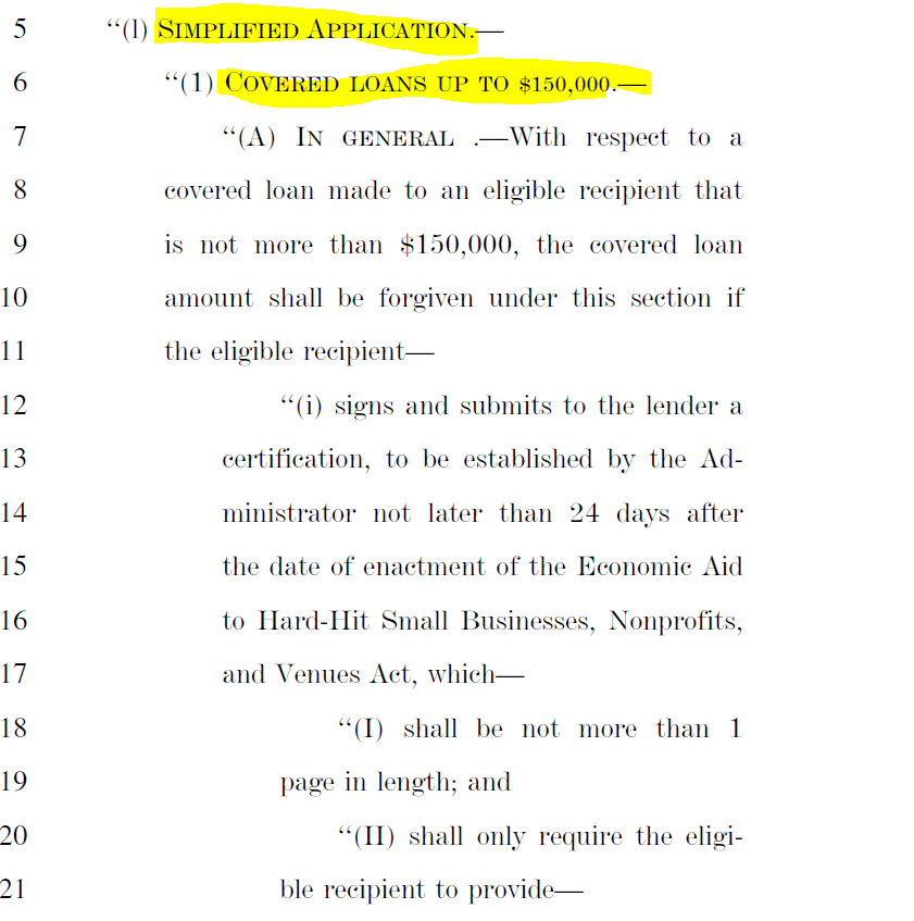 Now, let’s talk forgiveness of  #PPP loans. There is in fact a simper form for forgiveness for those PPP loans under $150,000. So basically, it is the “rubber stamp” that had been talked about this summer. 60% payroll requirement is n/a, etc. 4/x