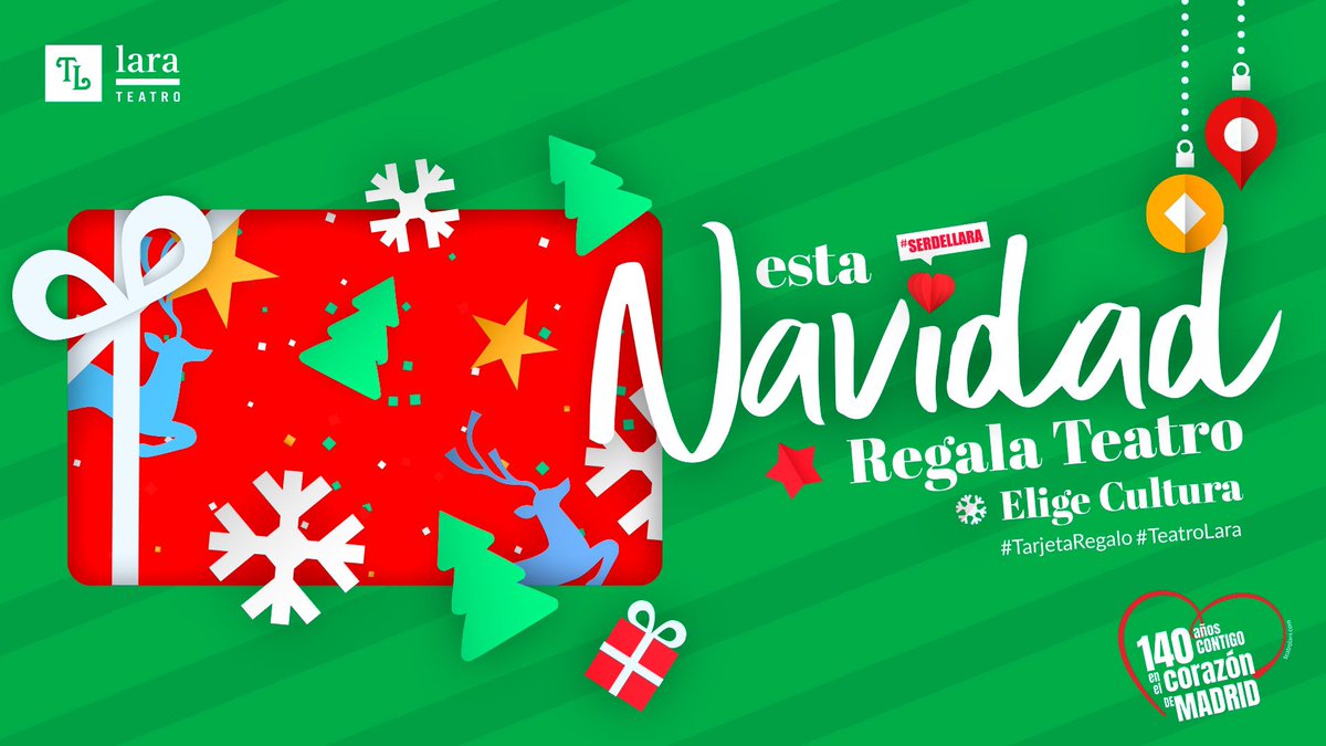 Tenemos el regalo perfecto #TarjetaRegalo del #Lara canjeable por las 2 mejores butacas y a quien se la regala elige qué ver y cuándo ir. Esta #Navidas #RegalaTeatro #EligeCultura 👉 cutt.ly/UhB8mWT