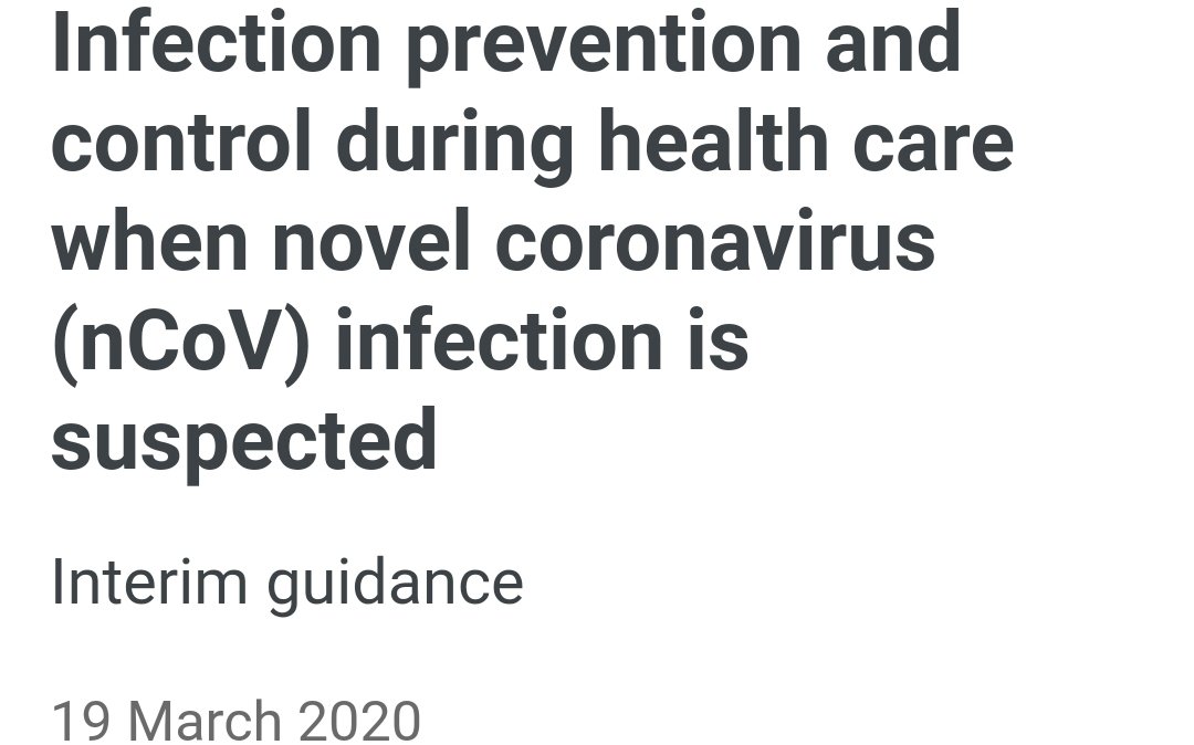 On the 19th March 2020 the WHO released this guidance intended for healthcare workers (HCWs), healthcare managers and IPC teams at the facility level & at national and district/provincial level: https://www.who.int/docs/default-source/coronaviruse/clinical-management-of-novel-cov.pdf
