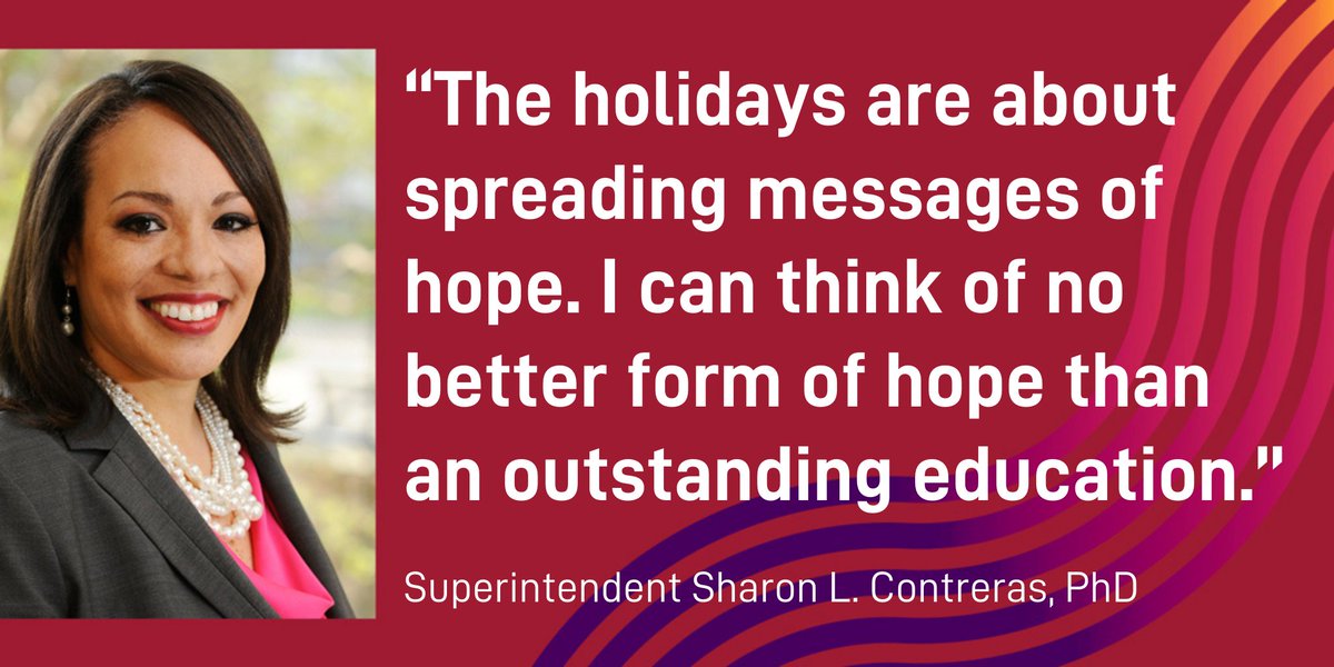GCSchoolsNC's tweet photo. “The holidays are about spreading messages of hope. I can think of no better form of hope than an outstanding education.” Dr. Sharon Contreras, Superintendent  #KeepLearningGCS #KeepLeadingGCS @scontrerasGCS https://t.co/qAWW3EpKvf