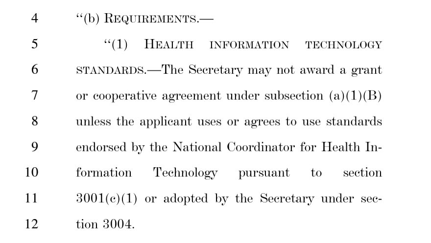 The public health data provision is in! It would have ONC identify standards for health data that would then be required for CDC grants. That’s exactly what we want to happen—national standards that different agencies (CDC, CMS, etc) point to. We’re starting to get there.