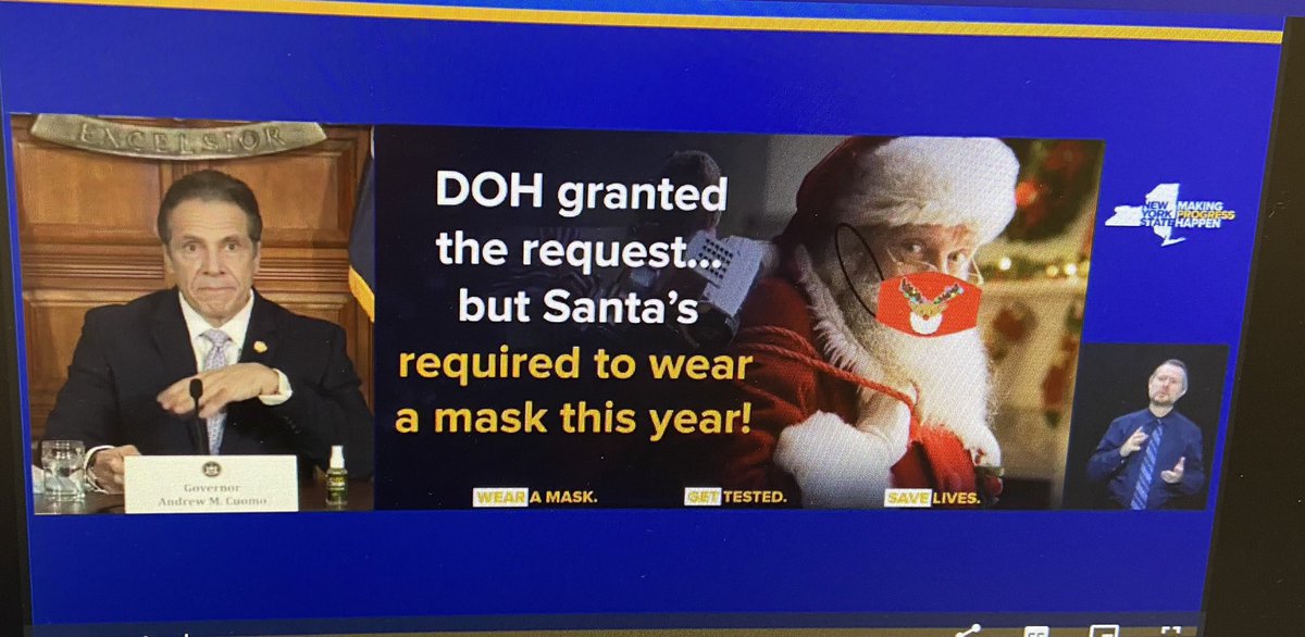 GreatNeck_Super's tweet photo. Nostradamus could not have predicted this moment in NY history. @NYGovCuomo #StaySafeSanta https://t.co/O7jNdCiEg2