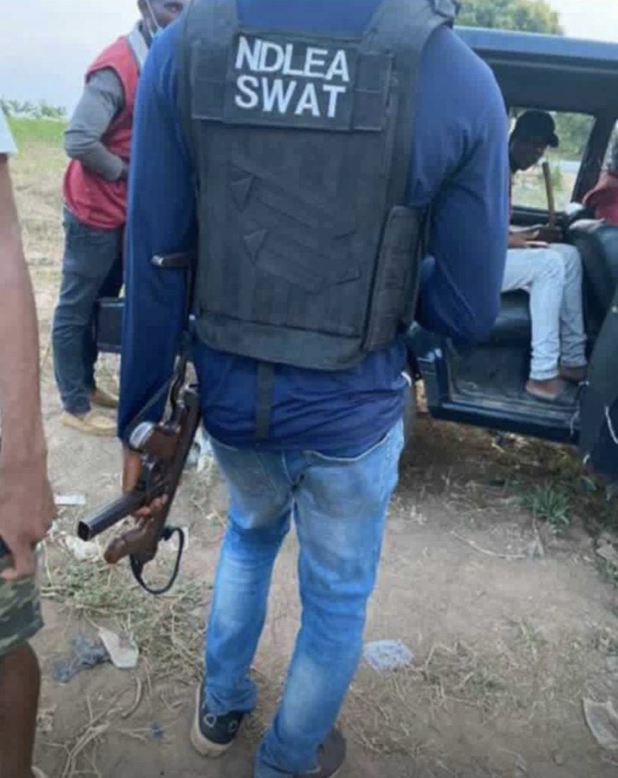 3.Nigerians react to this picture of some people carrying guns with “NDLEA SWAT” uniform....As we expect explanations which might never come from the FG, some Nigerians said the work of the officers is to check for drug traffickers through their phones