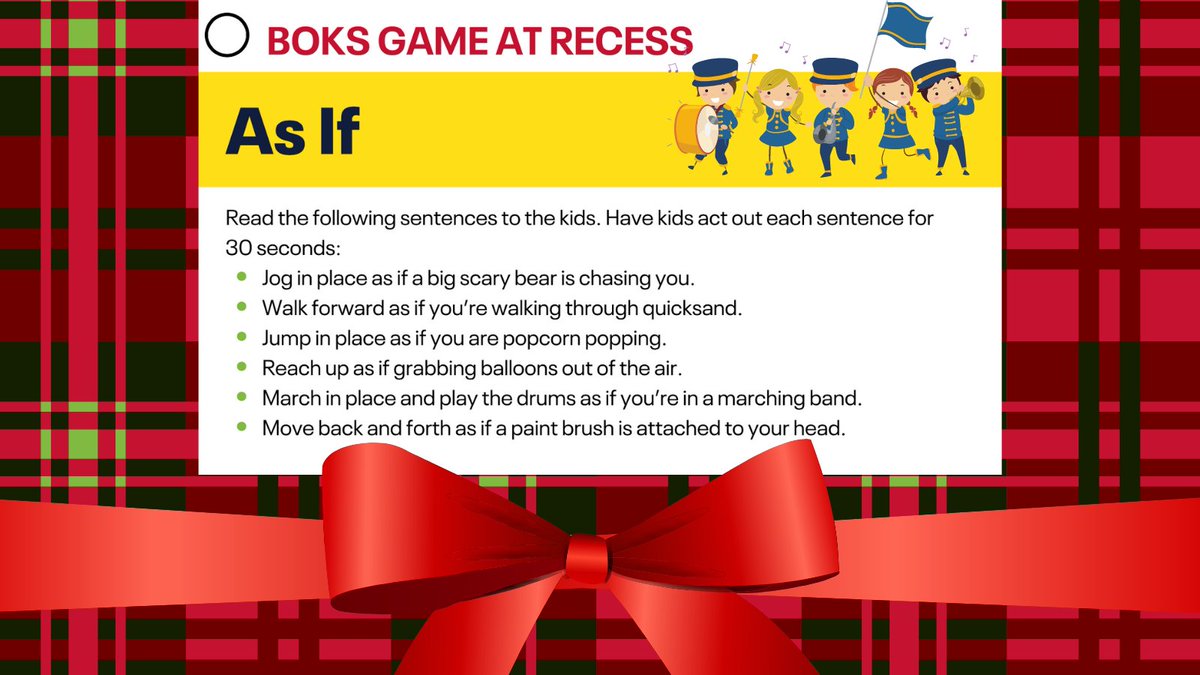 activekidsminds's tweet photo. Day 8 of 12 Days of Movement with BOKS! Today's free resource sample is from the BOKS Recess Cards. Does your class need fun ideas to get moving during recess? Try a game from our cards and help them prepare for class after the break. https://t.co/IYTSttZrPj