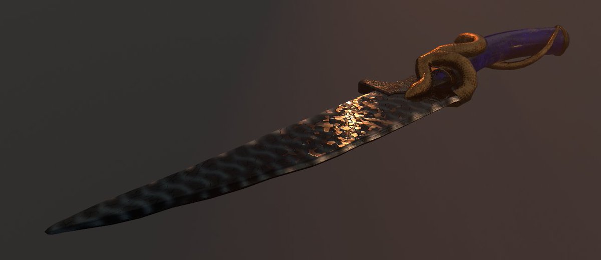 dragonartemia's tweet image. Update on the snake dagger.

It&apos;s almost done and I&apos;m really proud of how I learned and how I improve with this soft. 
I really love doing weapons (even tho it&apos;s been a while since I did one).

#subtancedesigner #3d #weapon #dagger #snake #realistic