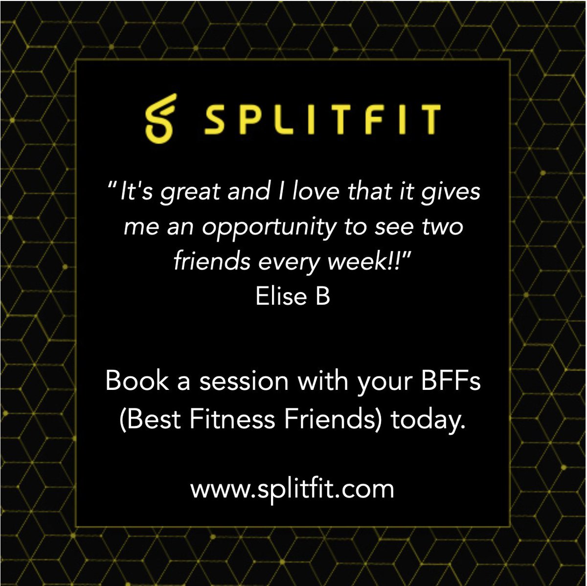SplitFit's tweet image. We love getting great feedback from our users. 

Elise, thanks for sharing why you love SplitFit. 

Anyone else booking sessions so they have time with friends?