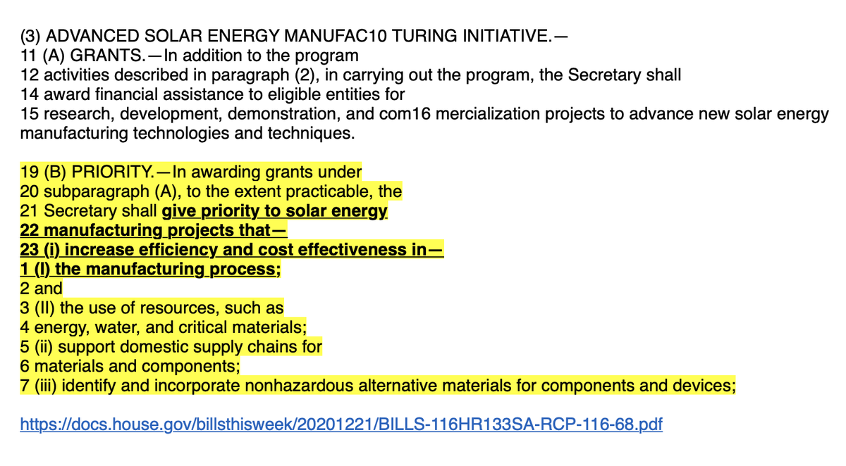 COVID relief bill to send billions to Communist China for wind/solar green tech junk.- Almost all rare earths (vital in green tech) come from China.- Most solar panels come from China.- 'Support domestic supply chain' & 'to the extent practicable' language is vague BS.
