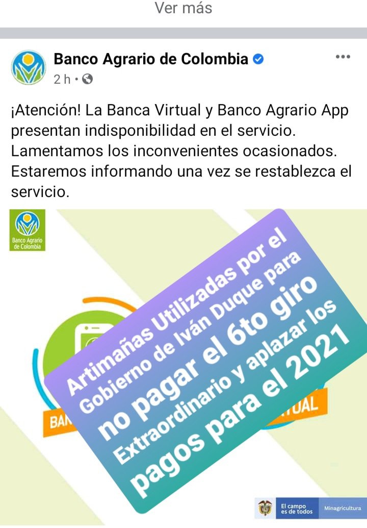JNocumple's tweet photo. @IvanDuque @SusanaCorreaBor buscan la manera de aplazar el 6to giro de @JovenesAccionCo para quedarse con el extraordinario precisamente hoy que iniciaban los pagos el @BancoAgrario presenta fallas en su plataforma #JeaNoCumple #JEANORESPONDE #DuqueNoCumple #SusanaCorreaNoCumple https://t.co/m1zGhQsAdQ