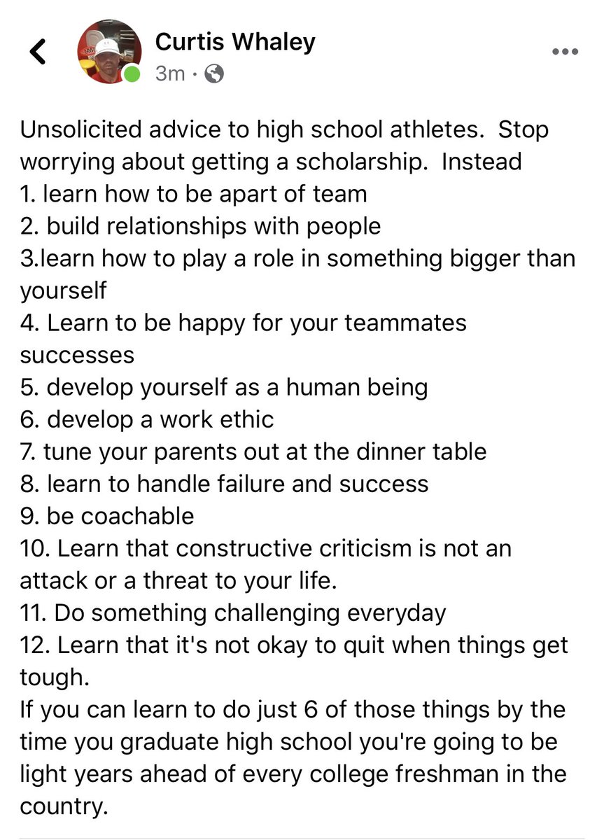 CoachMongero's tweet photo. Want to succeed as a college freshman? Or any level? Amazing advice from a D1 coach. Every HS player in the country should have this plastered on their mirror &amp; read it each night when they go to bed &amp; each morning when they awake. Winners think different. They are team centered. https://t.co/NnF6hzxgTj