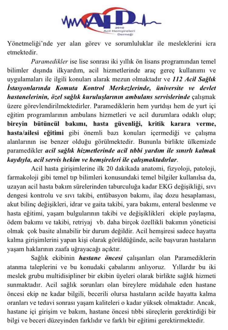 thd_genelmerkez's tweet photo. ACİL HEMŞİRELERİ DERNEĞİ’NDEN KAMUOYUNA DUYURU
@saglikbakanligi 
@drfahrettinkoca 
@dralpmese 
@suayipbirinci https://t.co/rxkVEOvLf6