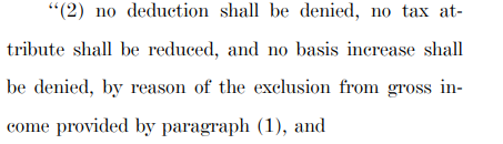 And here's the PPP tax deductibility language, which indeed lacks any qualifiers or guardrails.