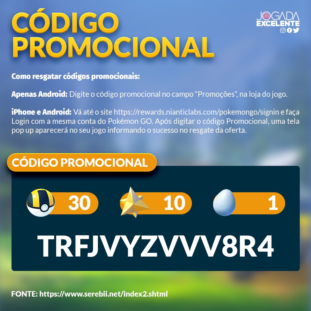 Jogada Excelente on X: Aproveite o código promocional com 30 Ultra Bolas,  10 Máximo Reviver e e 1 Ovo da Sorte. Código: TRFJVYZVVV8R4   / X