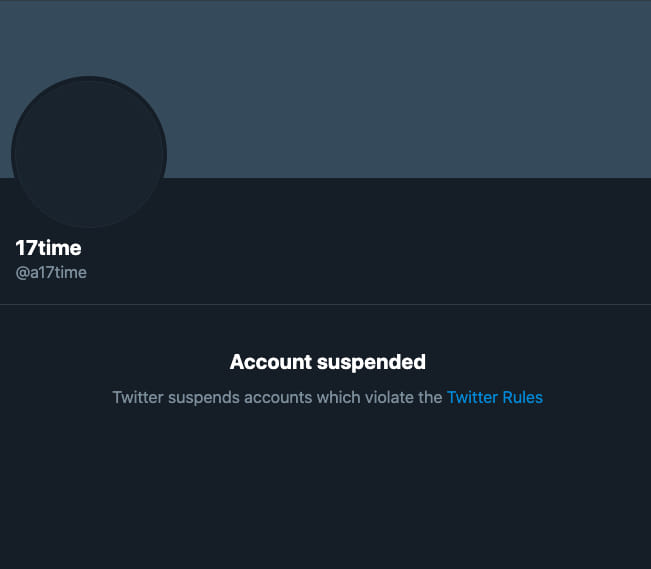 The China censorship team at Twitter just suspended @a17time!!