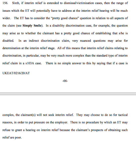 37/ There would be disadvantages for employers - the non-recoupment of interim relief awards is unparalleled within the EqA suite of remedies. It could also be a remedy open - for the 1st time - in large multiple claims. Applying the standard of proof may also be more difficult.
